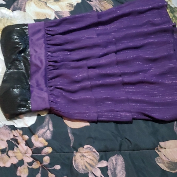 Walter Baker Purple and Black Sequin Detail Dress - Picture 1 of 3